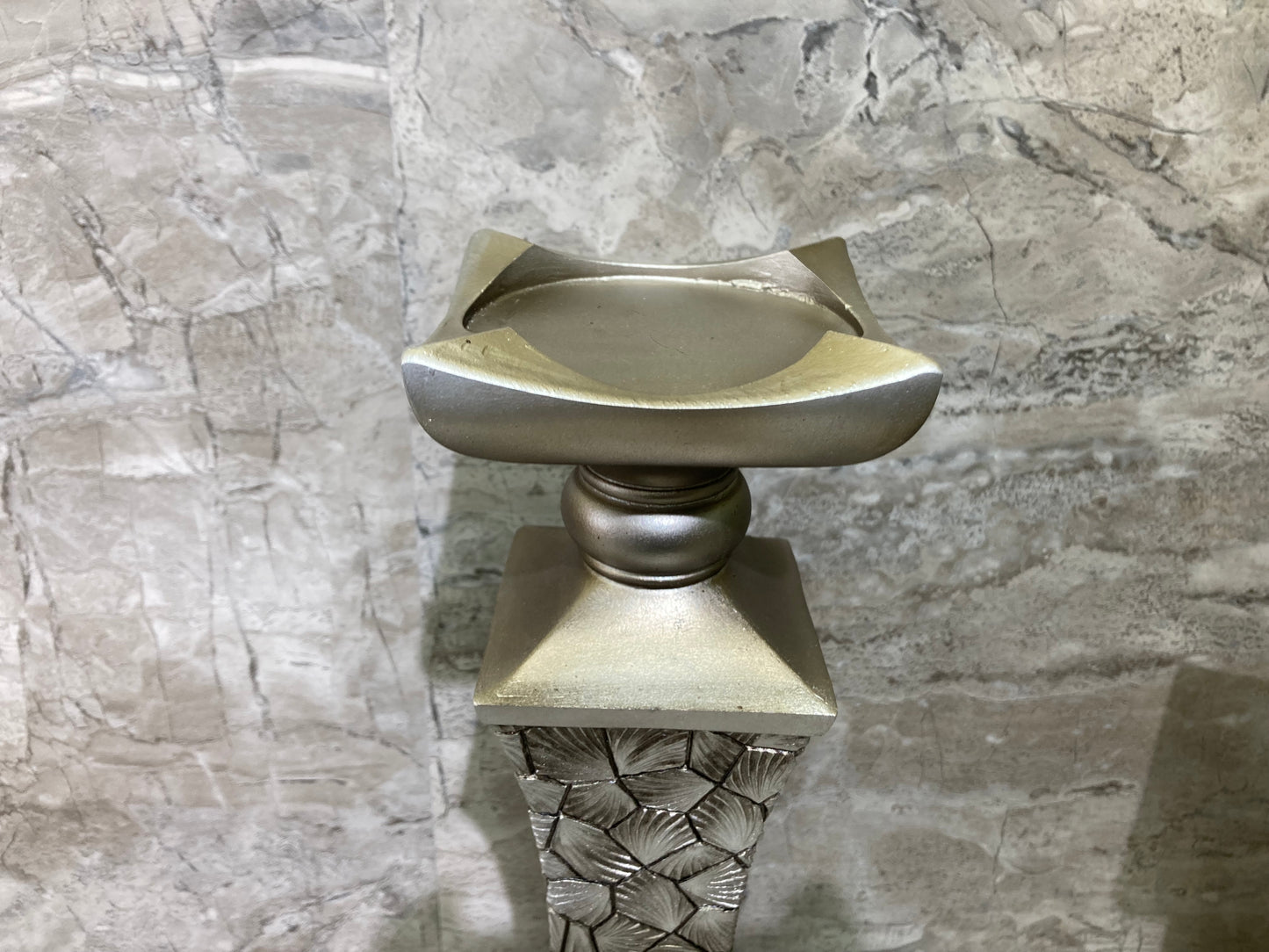 3 Pieces Candle Holder set Gray antique color table top. Home Decor Claasy and Elegant.