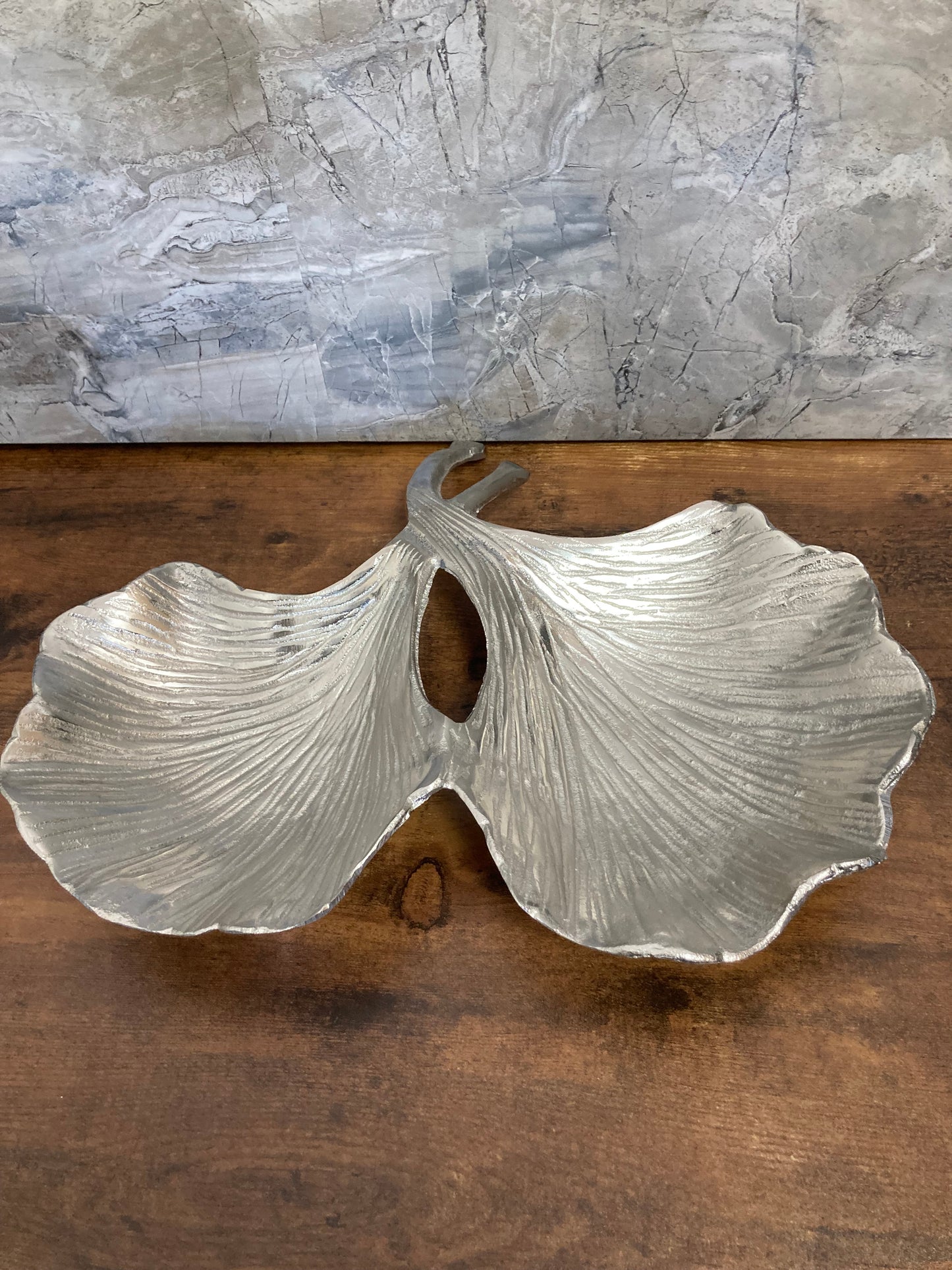 Leaf Metal Platter Bowl Gold / Silver color 2 sections ,Serving Tray.Modern and elegant home decor.