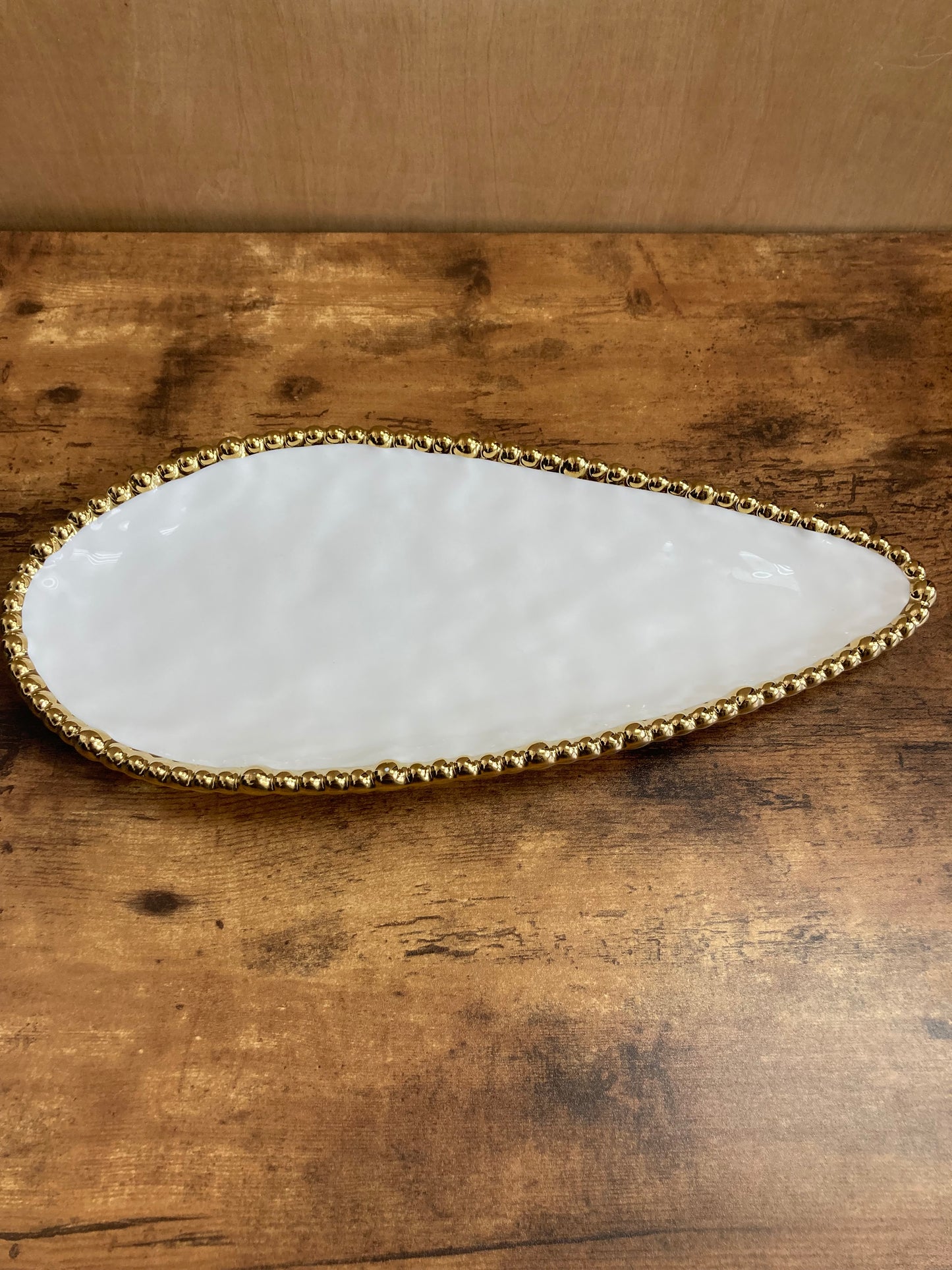Irregular shape Serving Dish,Tray Platter with Gold Rim Stylish modern. Nordic style .