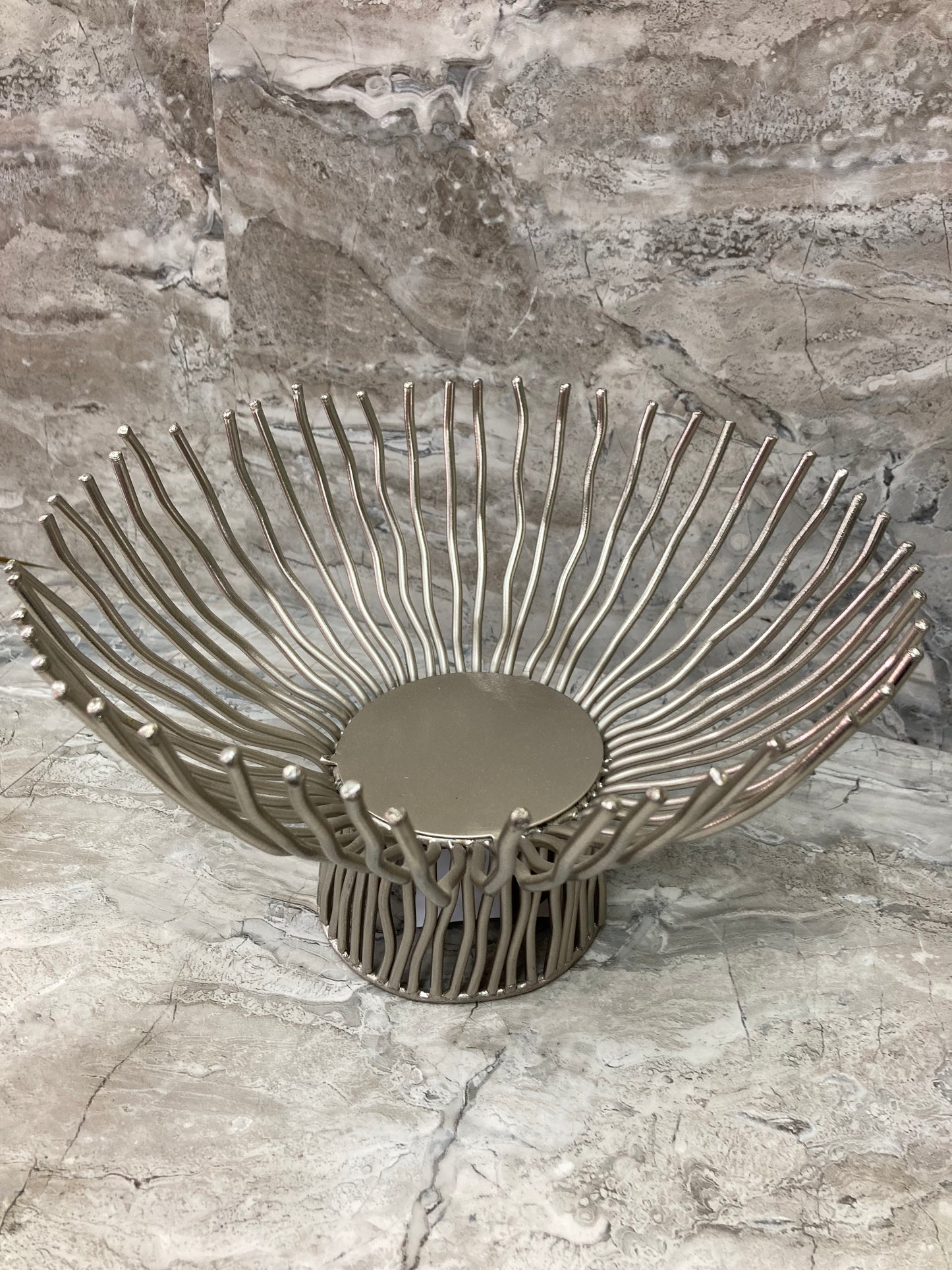 Metal Pillar Candle holder ,Fruit Bowl silver color .Home Stylish Decor.