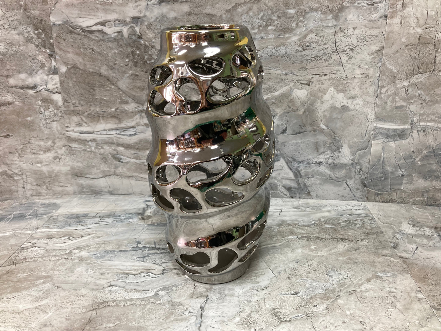 Decorative Silver Color Vase Flower Modern.