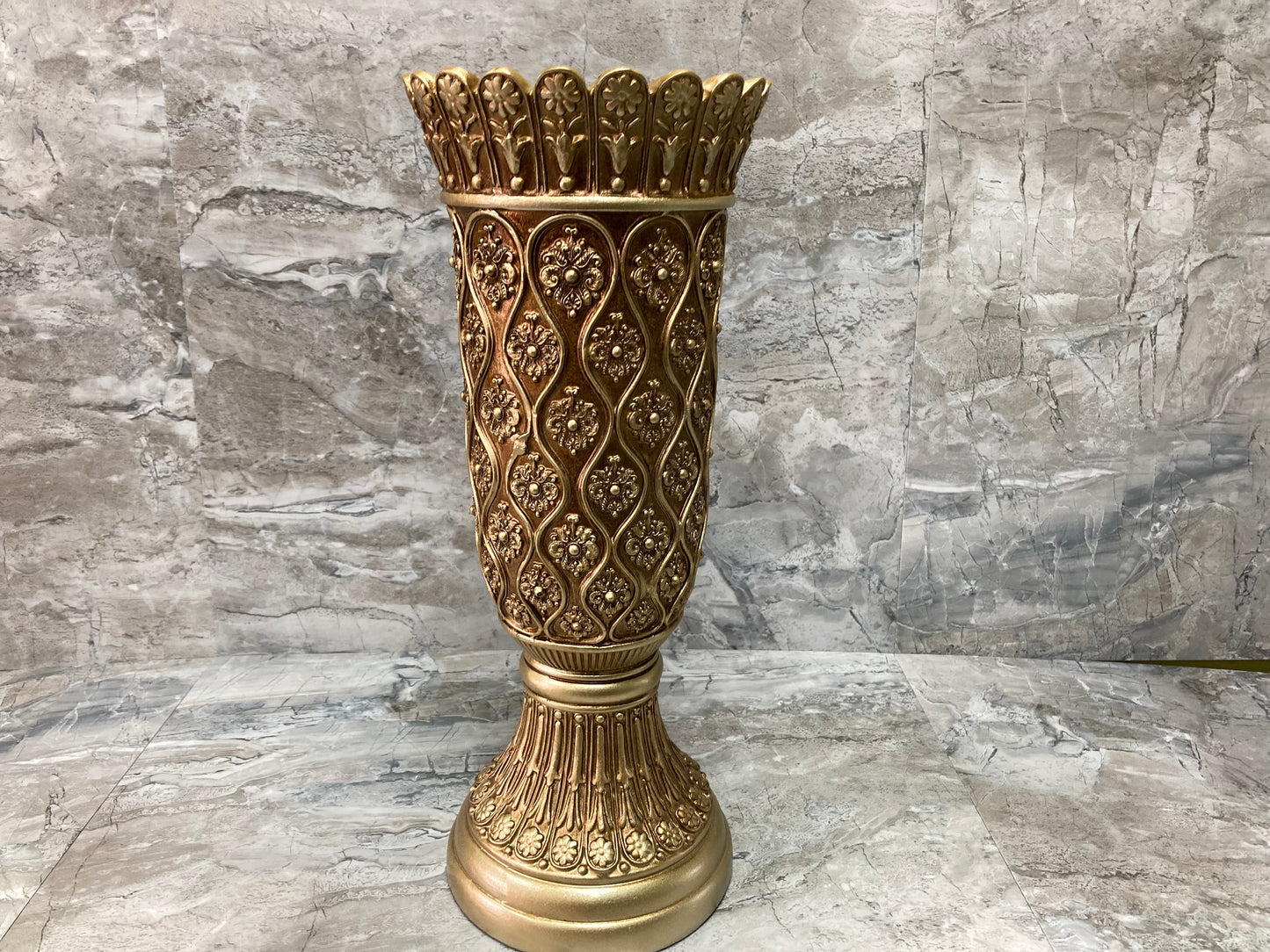 Elegant and Stylish Decorative Vase with Rounded shape base. Poly Resin.