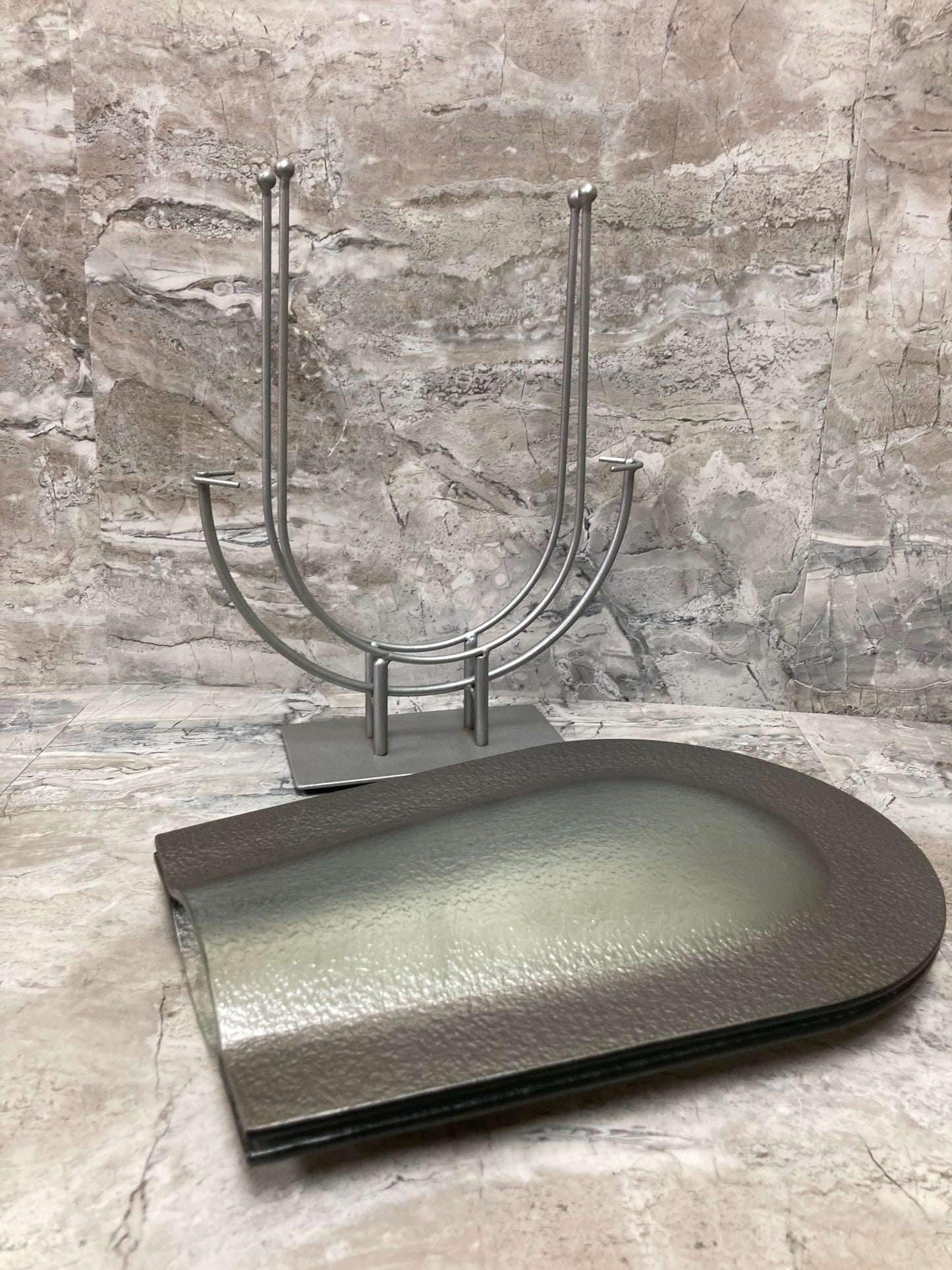 Glass Vase Flower U Shape Home Decor With Metal Stand.