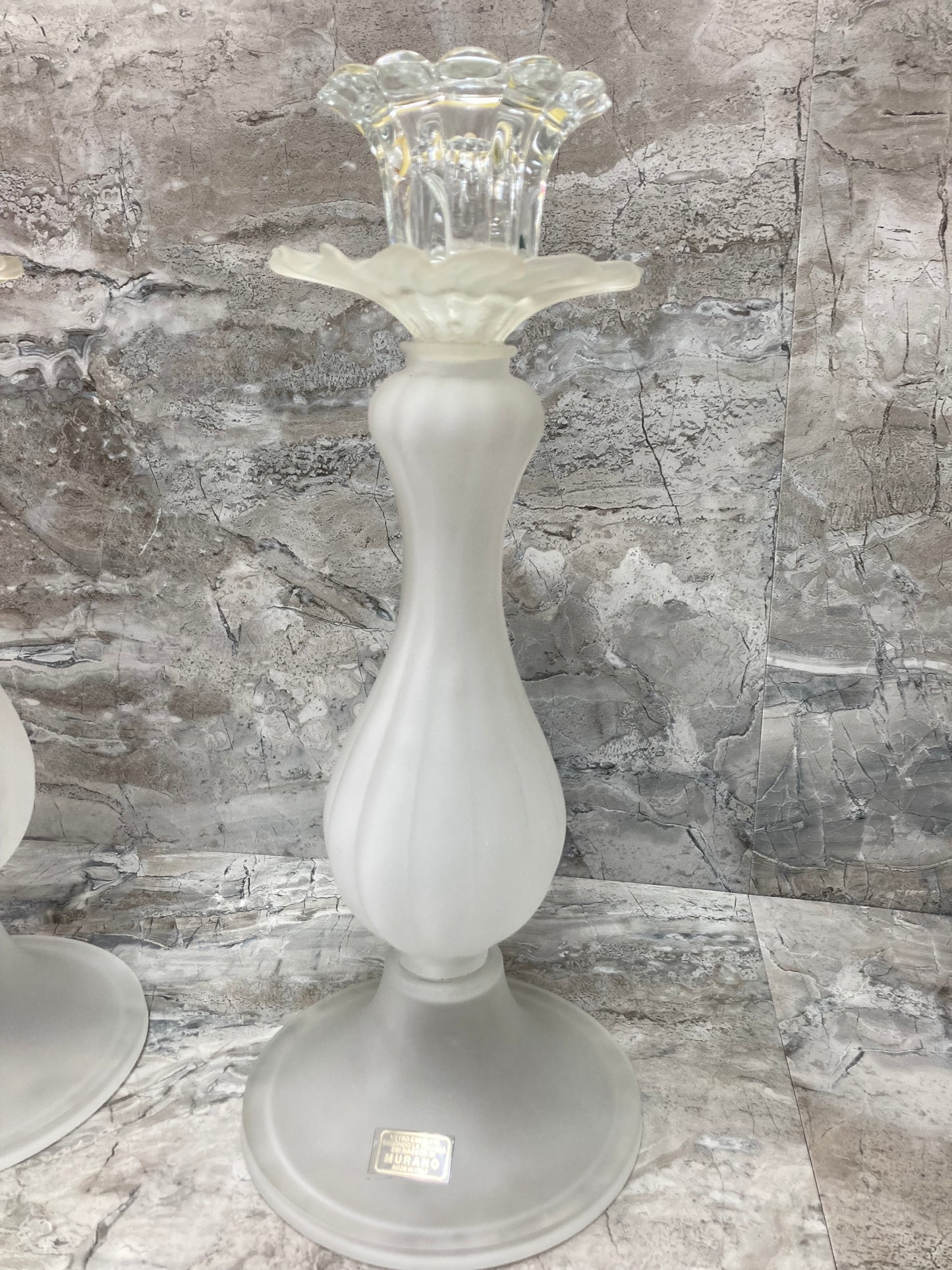 Classy and elegant Candle holder (set of 2) Clear and Frosted Glass