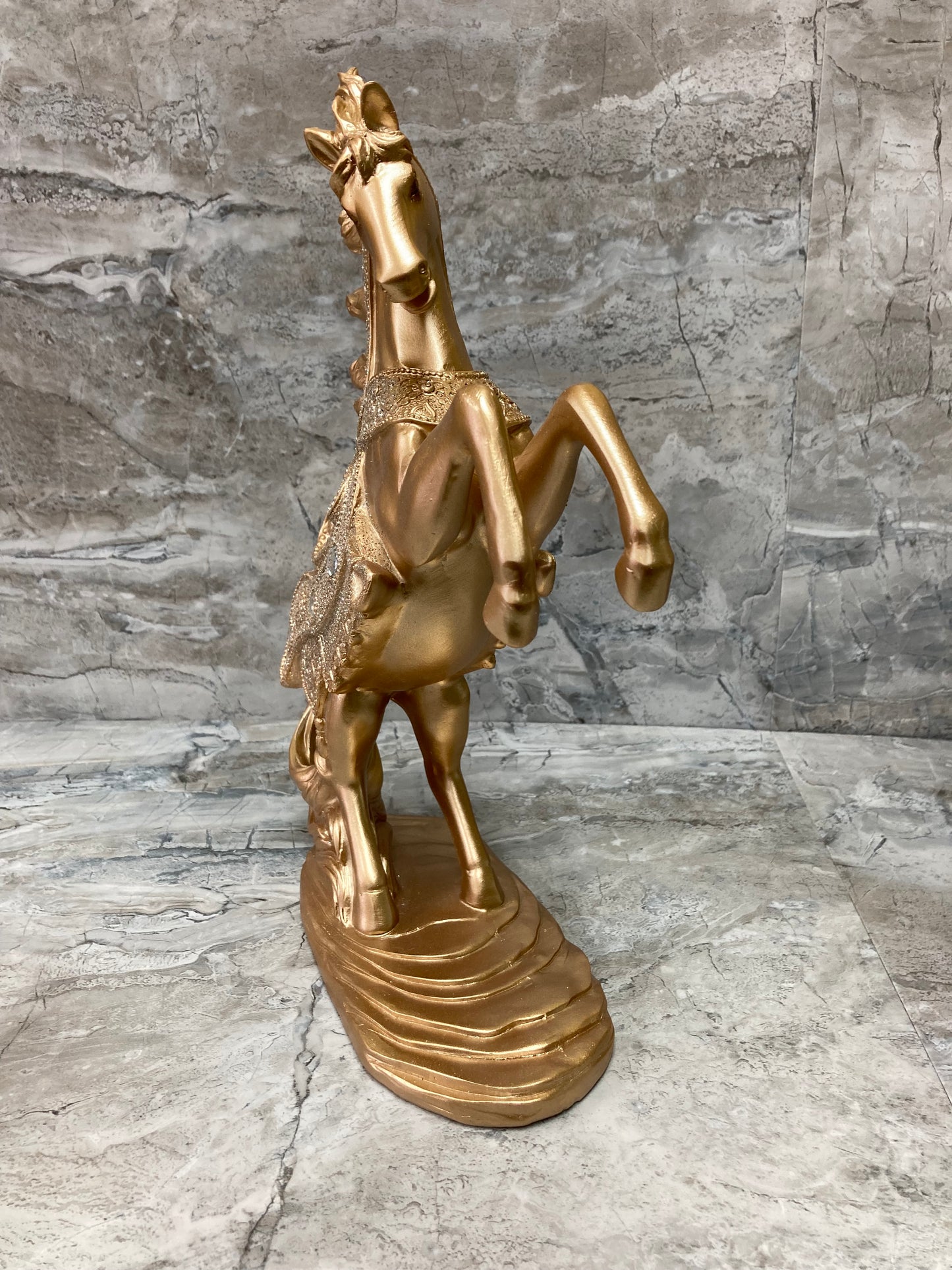 Golden Horse figurine statue home decor resin Stallion Glitter