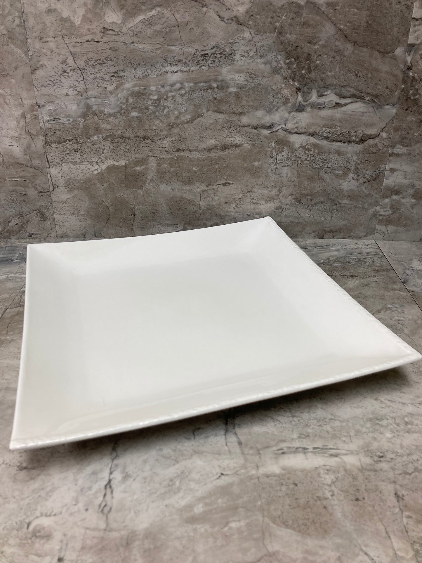 Elegant White Square Ceramic Serving Platter Tray . Table top Dish.