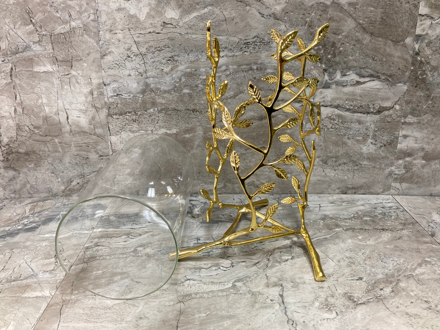 Modern Stylish Glass Flower Vase Leaf and Branches Design ,Metal Gold Color Home Decor Flower.