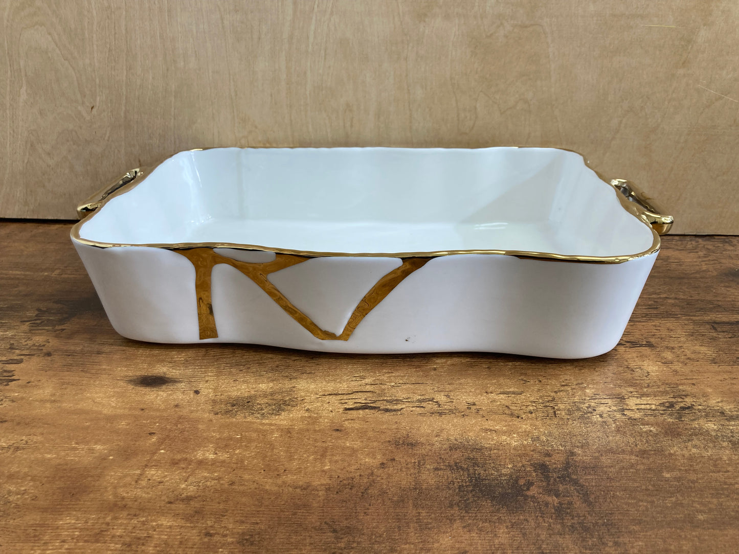 Rectangular Serving Dish,Tray Platter with  Gold Rim Stylish modern. Nordic style .