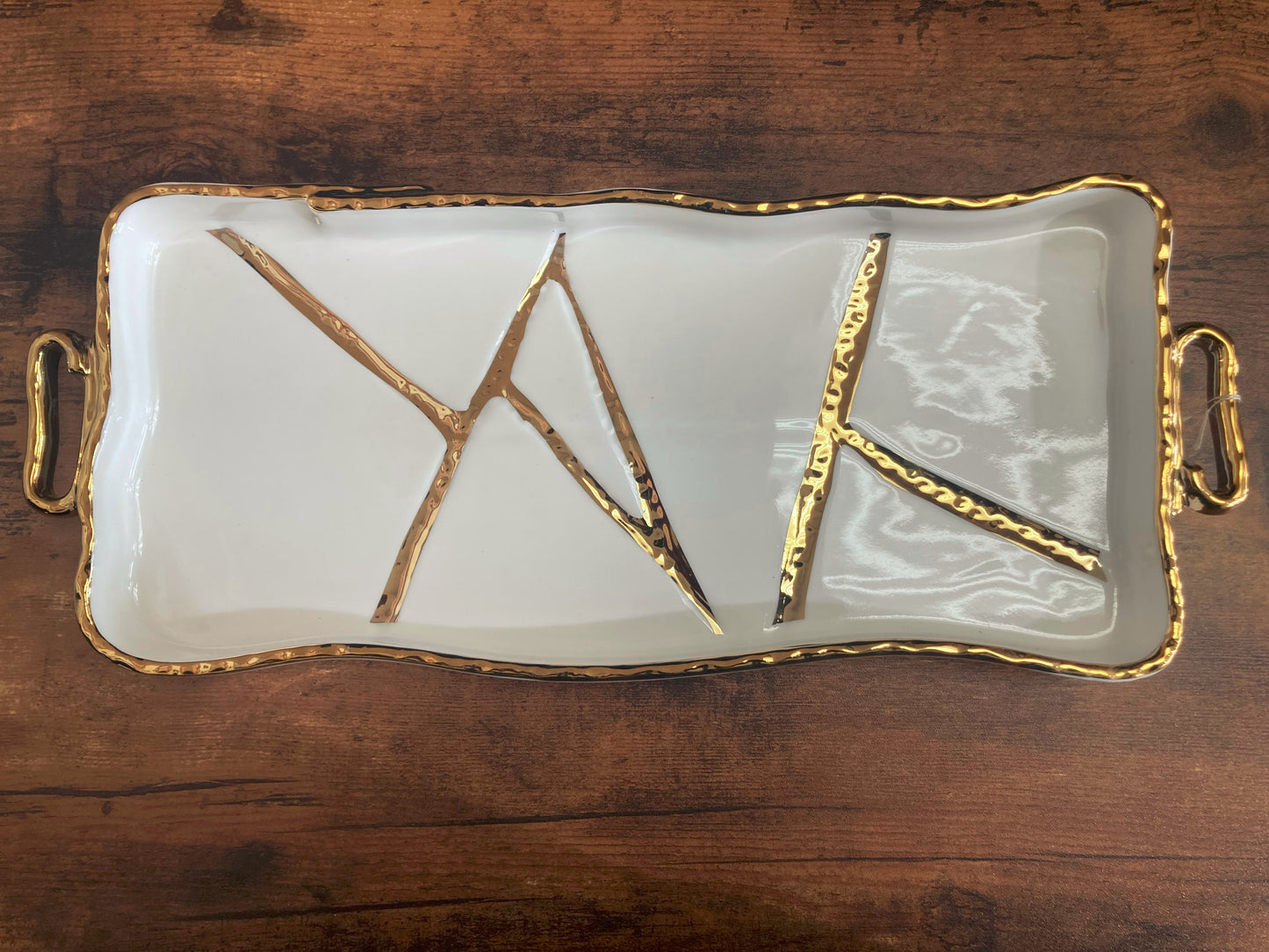 Rectangular Serving Dish,Tray Platter with &nbsp;Gold Rim Stylish modern. Nordic style .