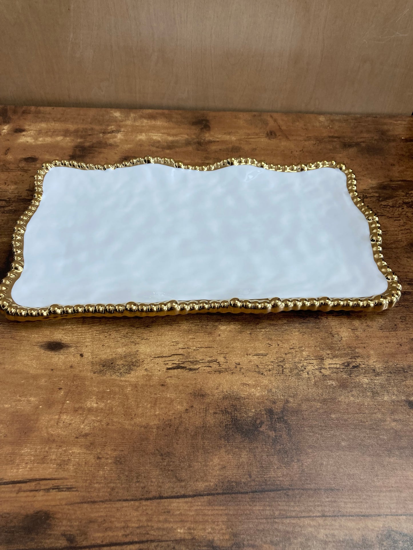 Rectangular Serving Dish,Tray Platter with  Gold Rim Stylish modern. Nordic style .