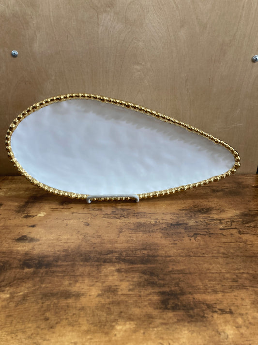 Irregular shape Serving Dish,Tray Platter with  Gold Rim Stylish modern. Nordic style .