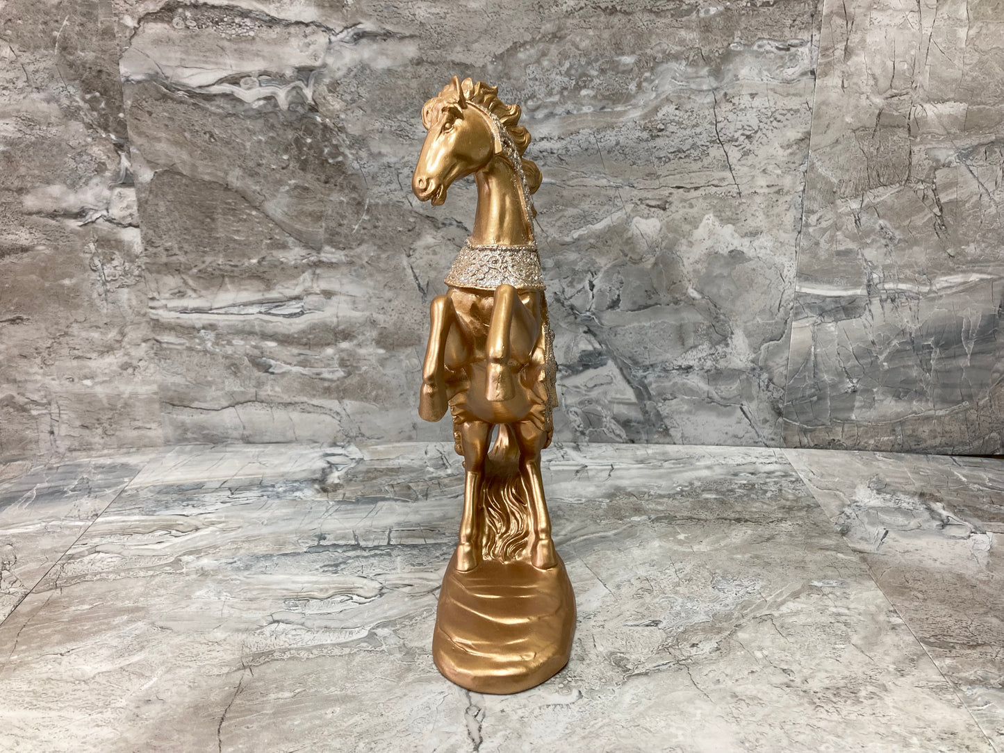 Golden Horse figurine statuette home decor resin Stallion Glitter