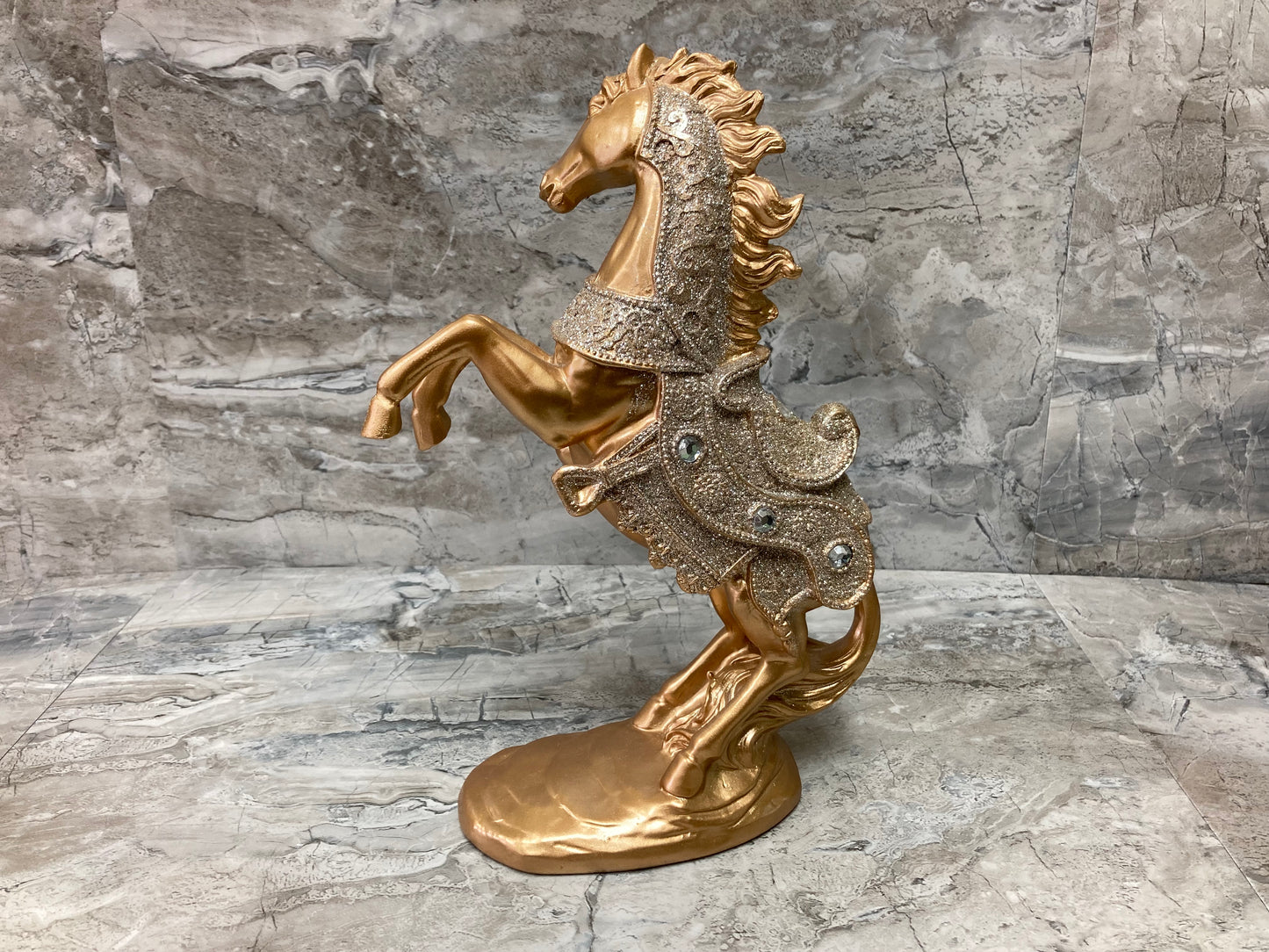 Golden Horse figurine statuette home decor resin Stallion Glitter