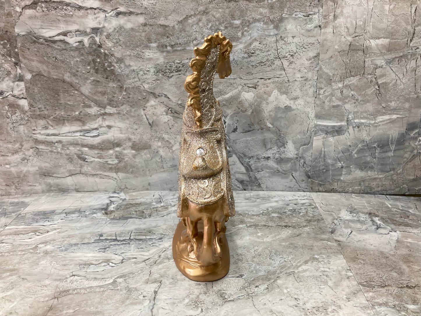 Golden Horse figurine statuette home decor resin Stallion Glitter
